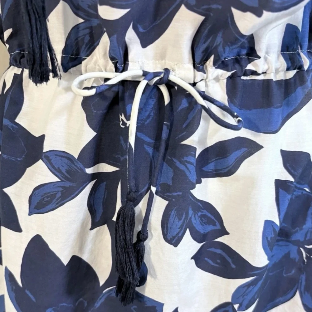 Draper James Sea Pines Cotton Silk Floral Tie Waist Cover Up Pockets XXS💚